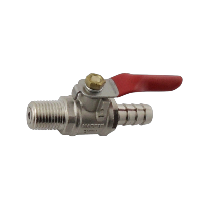 Chrome Plated Brass Ball Valve With Check - 1/4in Male NPT X 3/8in OD Barb