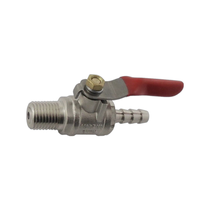 Chrome Plated Brass Ball Valve With Check - 1/4in Male NPT X 1/4in Barb